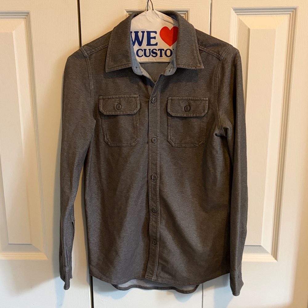 Boy’s Gray Button-Up Shirt with Chest Pockets